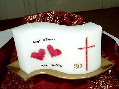 Hochzeits-Wellenkerze mit Herzen HZ22